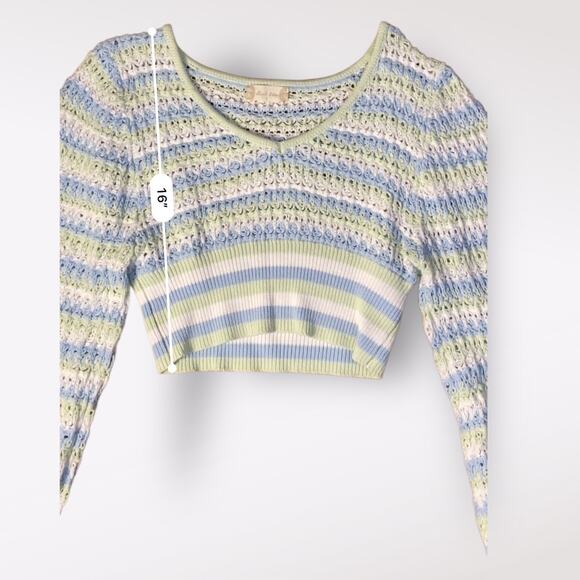 Altar’d State Cropped Briella Knit Striped Sweater Womens Size S - Picture 3 of 7